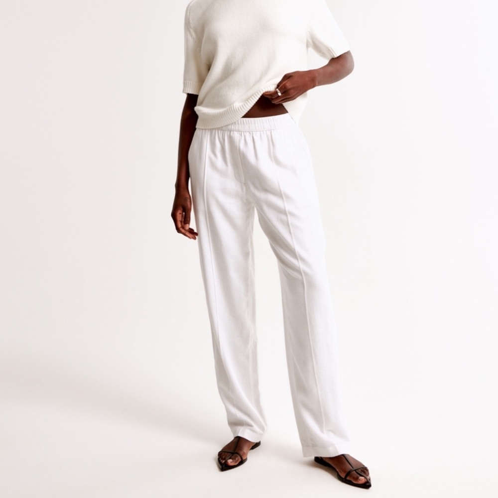 Abercrombie & Fitch white linen pants